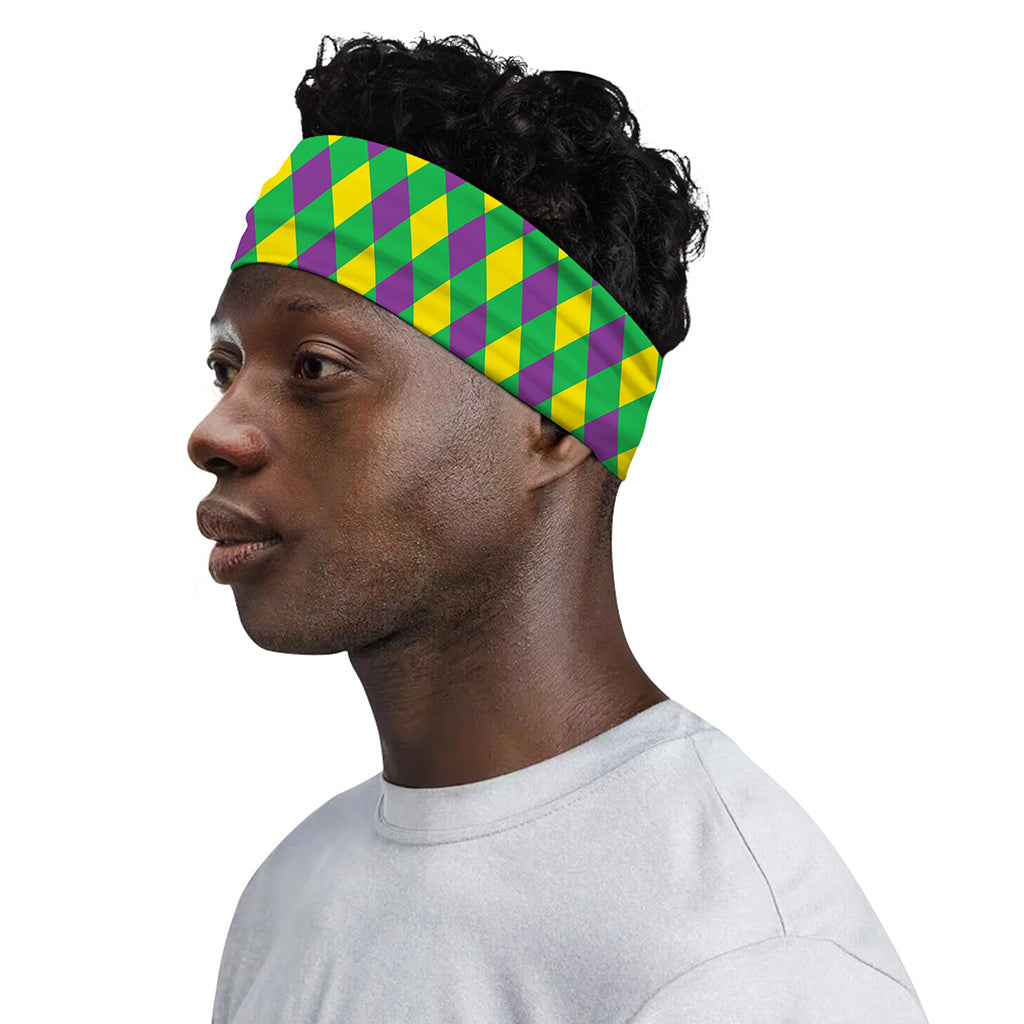 Mardi Gras Plaid Pattern Print Sports Headband