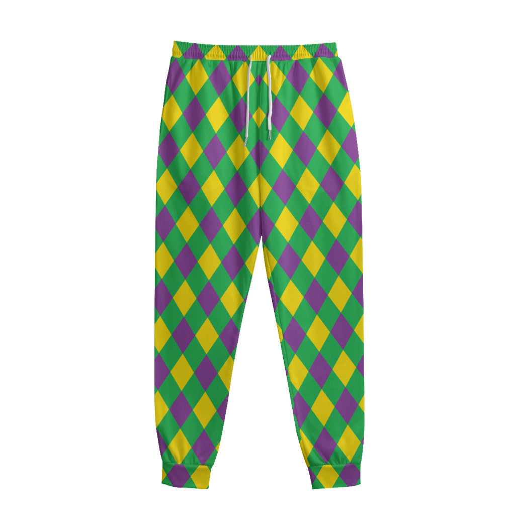 Mardi Gras Plaid Pattern Print Sweatpants