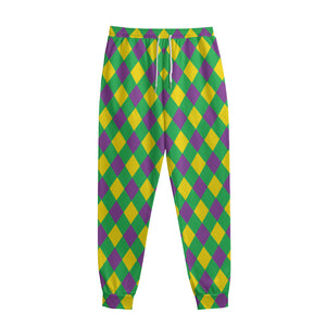 Mardi Gras Plaid Pattern Print Sweatpants