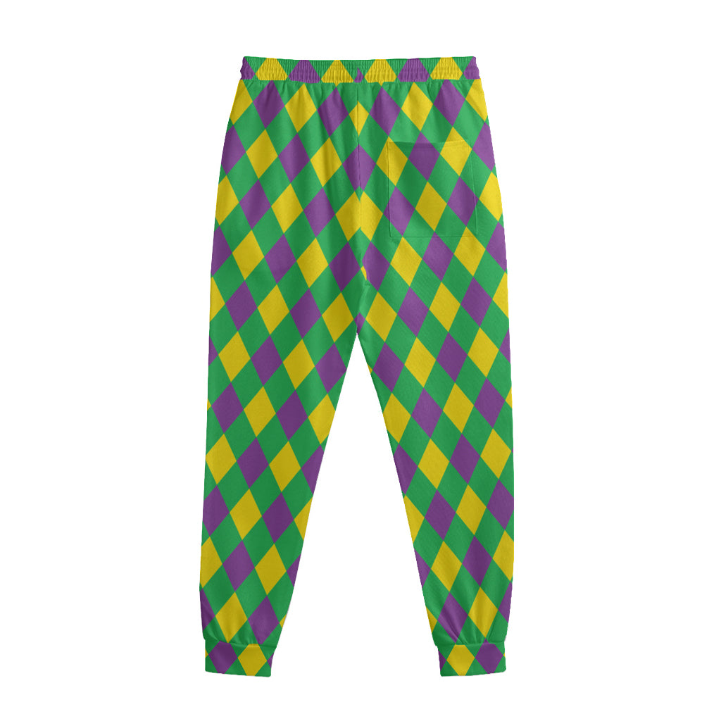 Mardi Gras Plaid Pattern Print Sweatpants