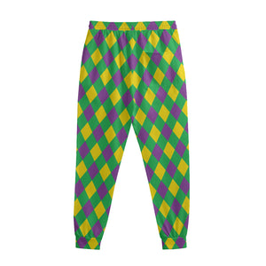 Mardi Gras Plaid Pattern Print Sweatpants