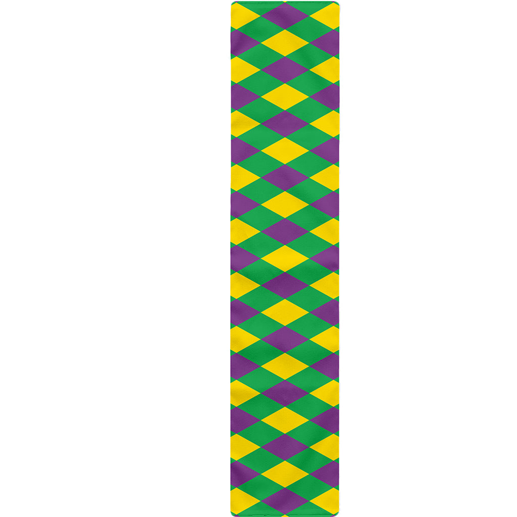 Mardi Gras Plaid Pattern Print Table Runner