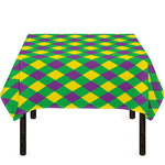 Mardi Gras Plaid Pattern Print Tablecloth