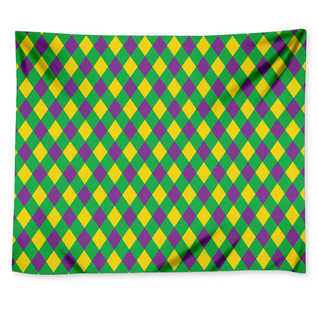 Mardi Gras Plaid Pattern Print Tapestry
