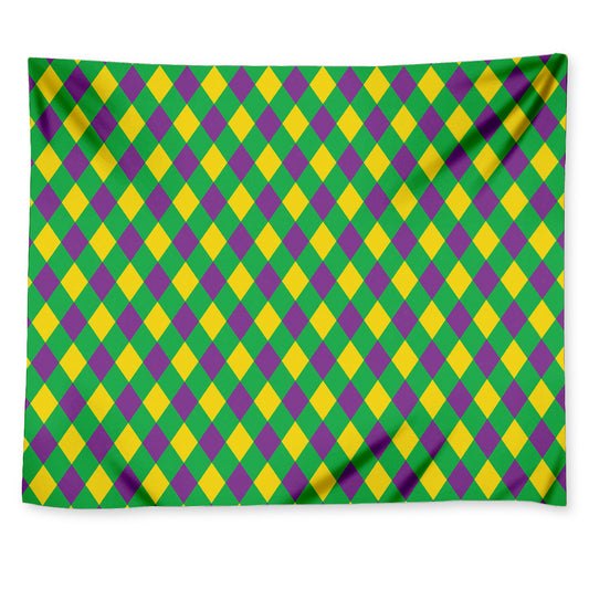 Mardi Gras Plaid Pattern Print Tapestry