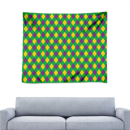 Mardi Gras Plaid Pattern Print Tapestry