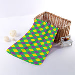 Mardi Gras Plaid Pattern Print Towel