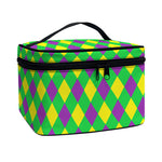 Mardi Gras Plaid Pattern Print Travel Makeup Bag