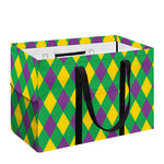 Mardi Gras Plaid Pattern Print Utility Tote Bag