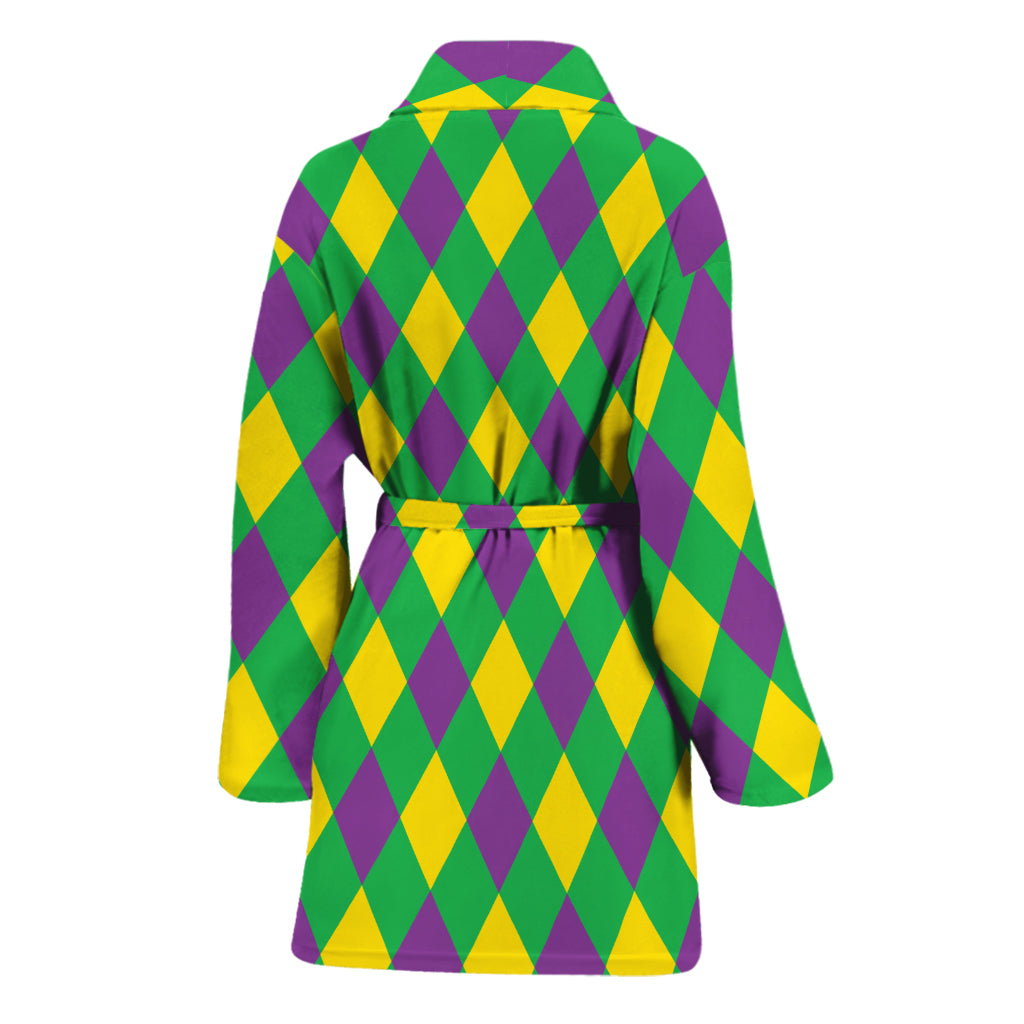 Mardi Gras Plaid Pattern Print Women's Bathrobe