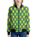 Mardi Gras Plaid Pattern Print Women's Bomber Jacket