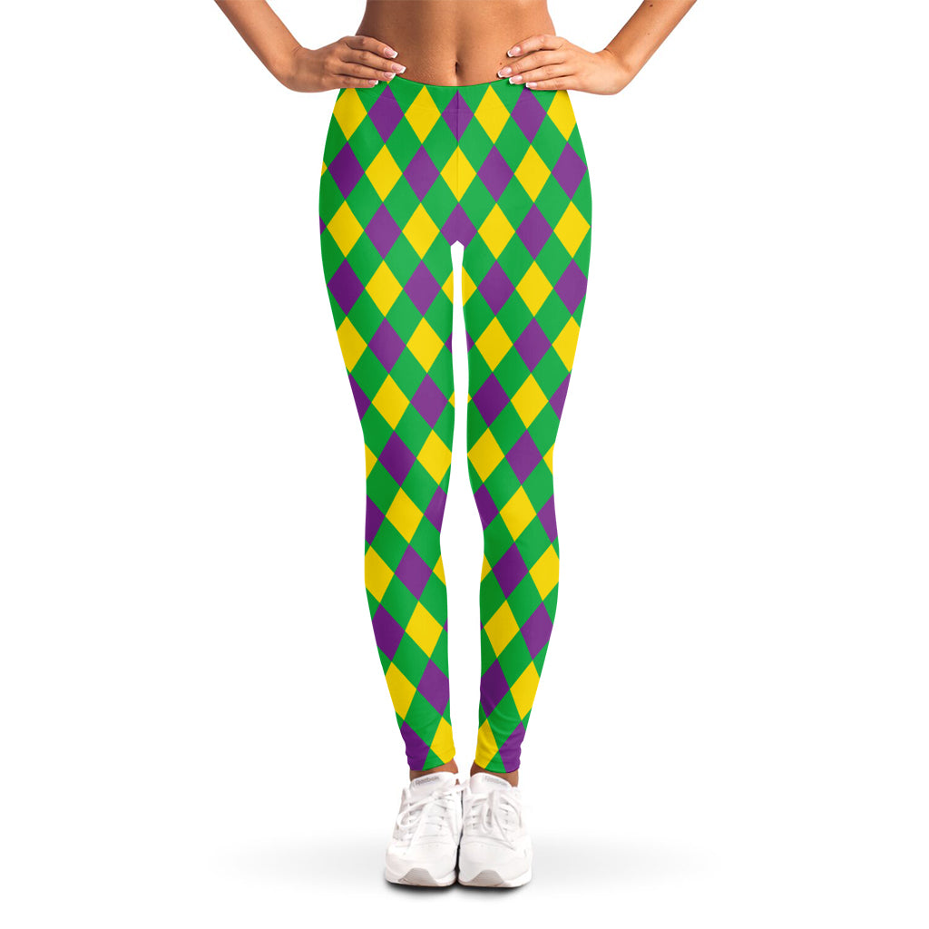 Mardi Gras Plaid Pattern Print Women's Leggings