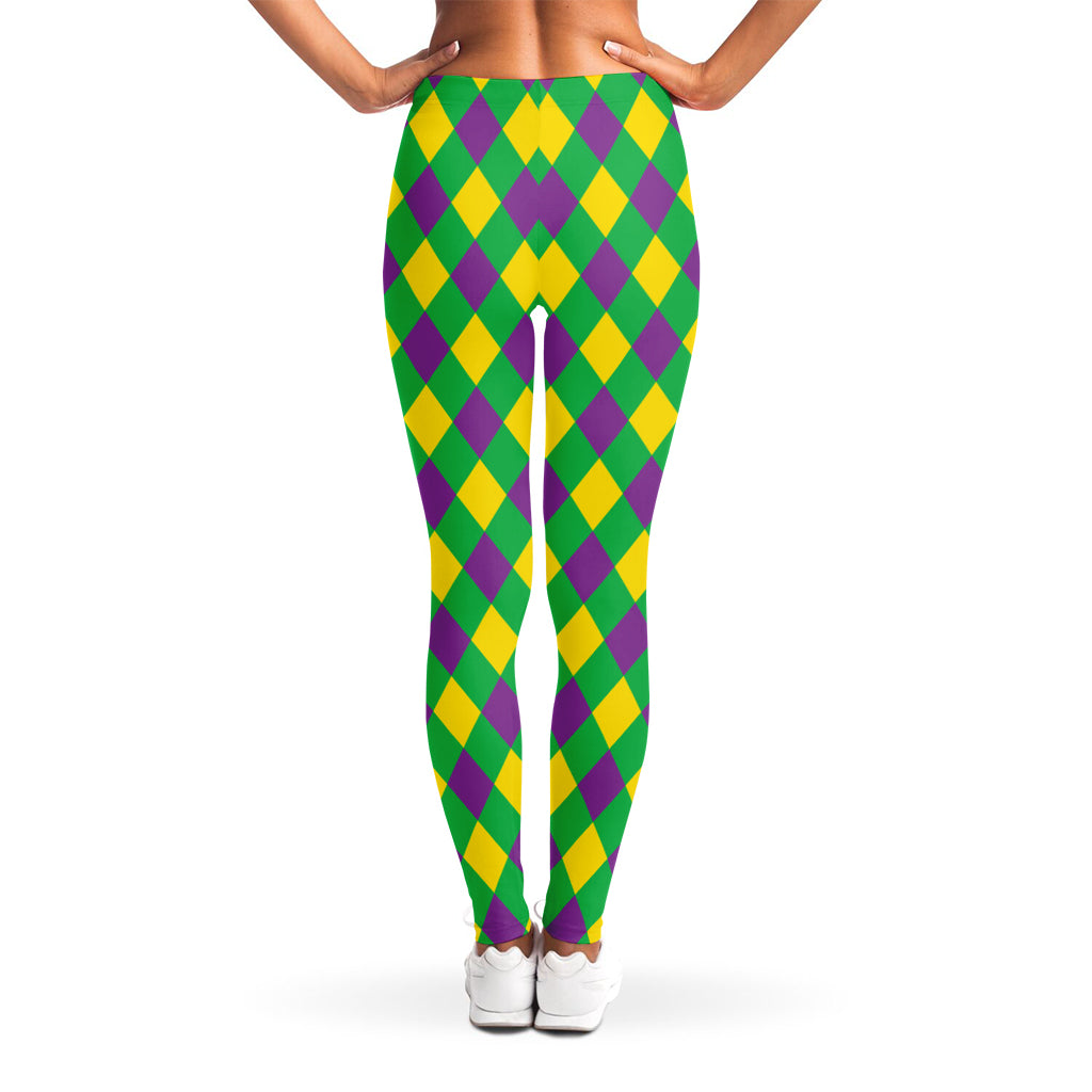 Mardi Gras Plaid Pattern Print Women's Leggings