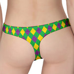 Mardi Gras Plaid Pattern Print Women's Thong