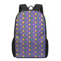 Mardi Gras Polka Dot Pattern Print 17 Inch Backpack