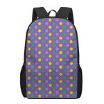 Mardi Gras Polka Dot Pattern Print 17 Inch Backpack