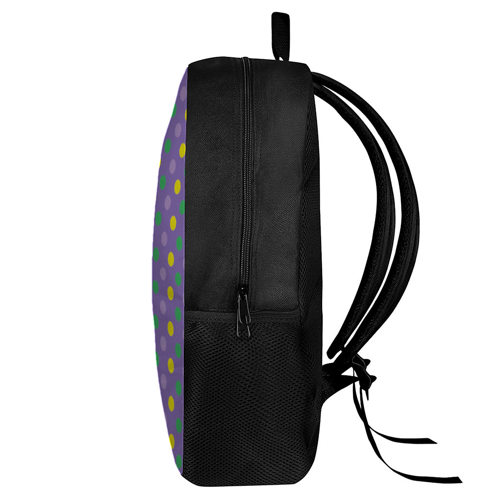 Mardi Gras Polka Dot Pattern Print 17 Inch Backpack