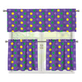 Mardi Gras Polka Dot Pattern Print 3 Piece Kitchen Curtains