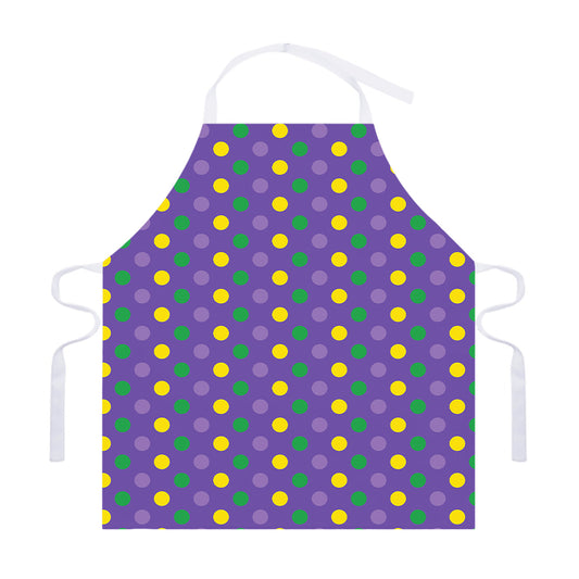 Mardi Gras Polka Dot Pattern Print Adjustable Apron