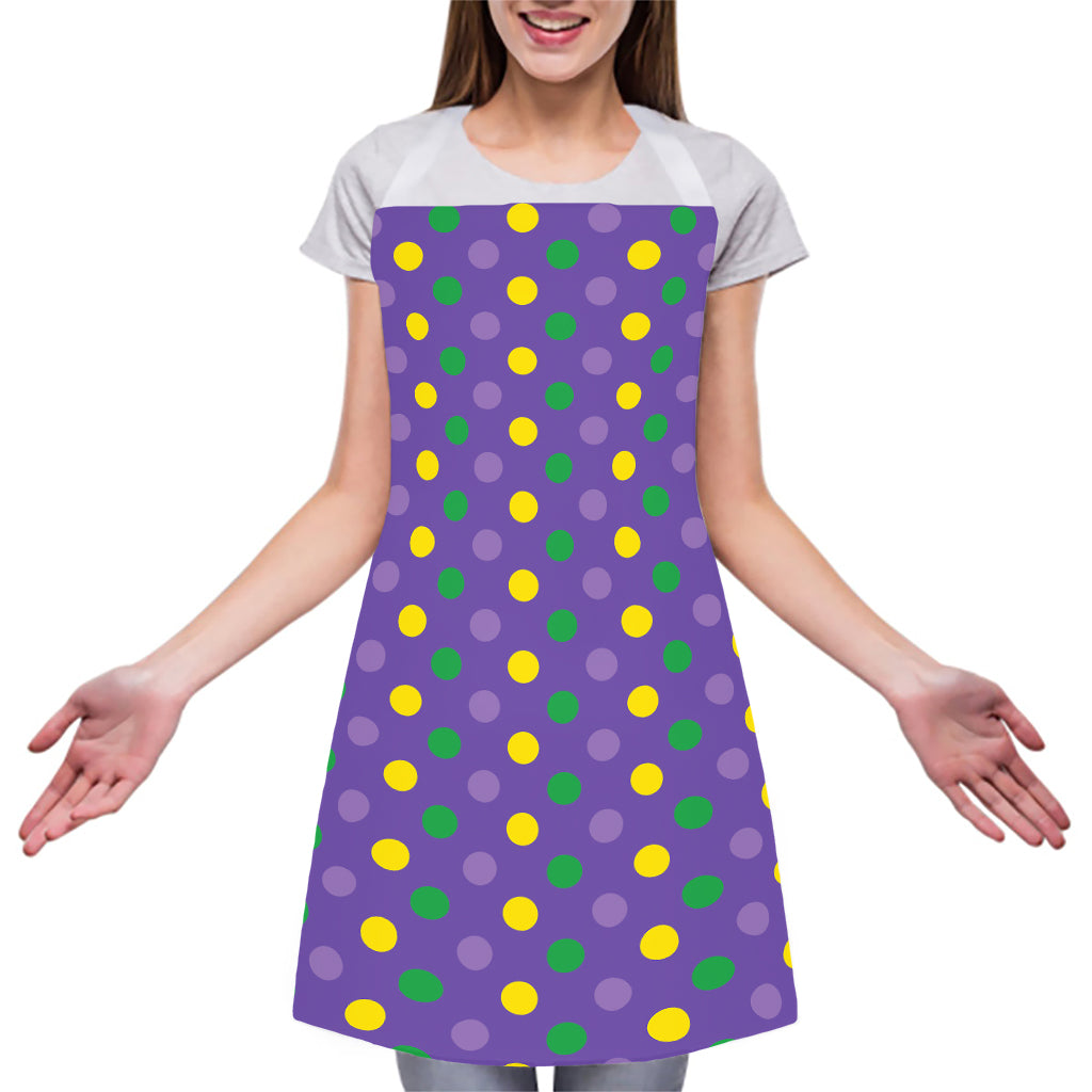Mardi Gras Polka Dot Pattern Print Adjustable Apron
