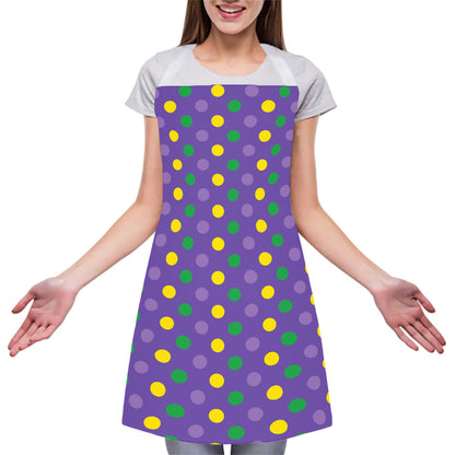 Mardi Gras Polka Dot Pattern Print Adjustable Apron
