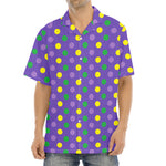 Mardi Gras Polka Dot Pattern Print Aloha Shirt