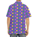 Mardi Gras Polka Dot Pattern Print Aloha Shirt