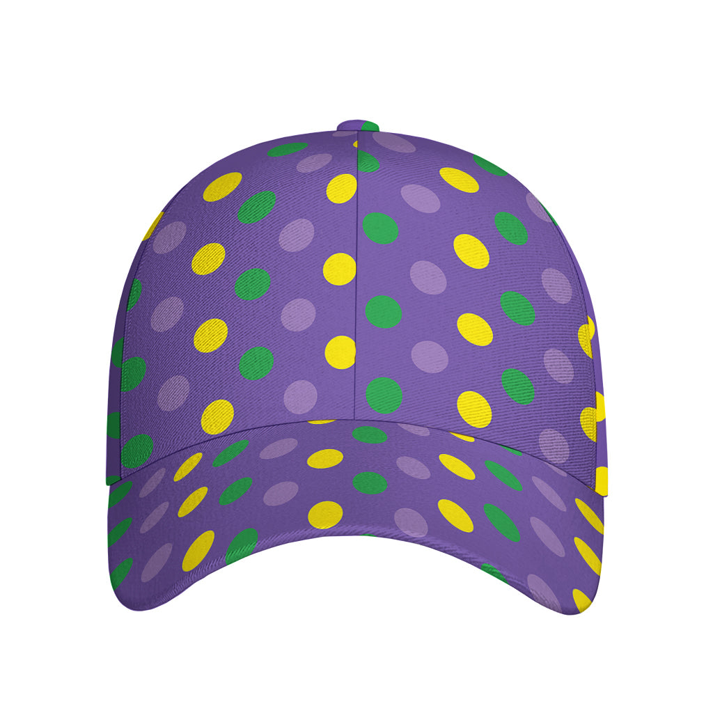 Mardi Gras Polka Dot Pattern Print Baseball Cap