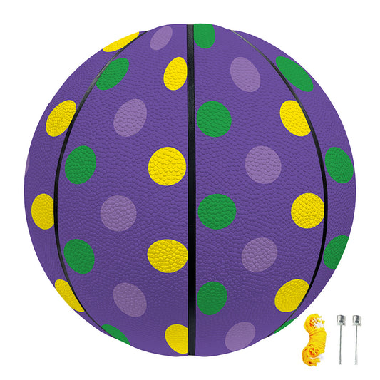 Mardi Gras Polka Dot Pattern Print Basketball