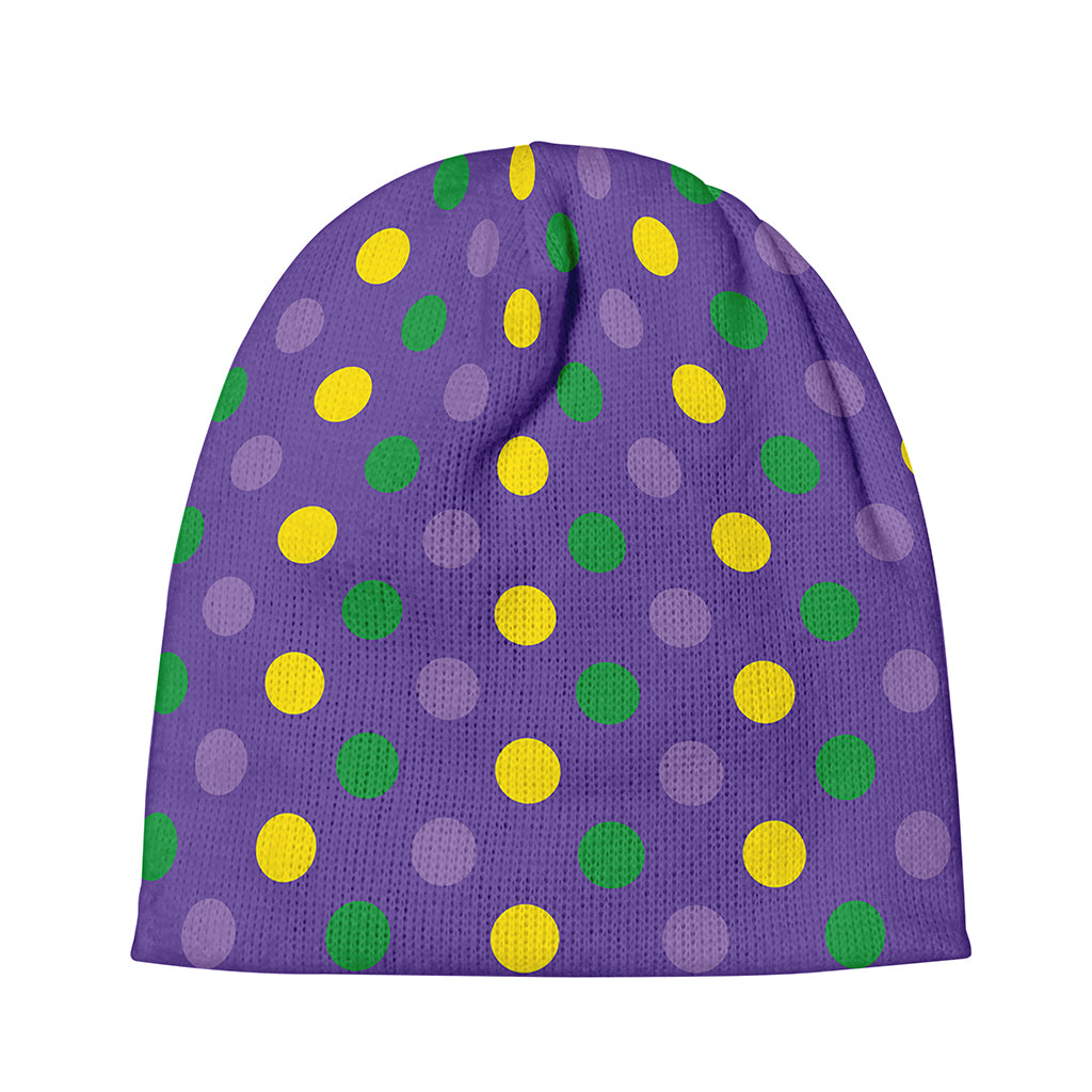 Mardi Gras Polka Dot Pattern Print Beanie