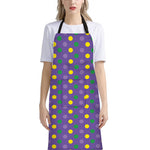 Mardi Gras Polka Dot Pattern Print Bib Apron With Pocket