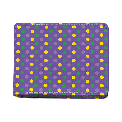 Mardi Gras Polka Dot Pattern Print Bifold Wallet