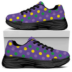 Mardi Gras Polka Dot Pattern Print Black Chunky Shoes