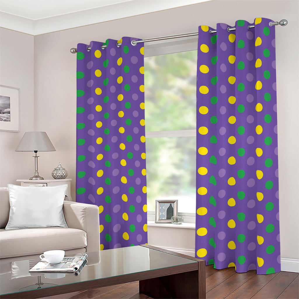 Mardi Gras Polka Dot Pattern Print Blackout Grommet Curtains