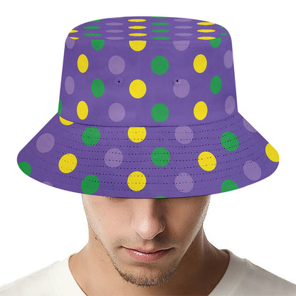 Mardi Gras Polka Dot Pattern Print Bucket Hat
