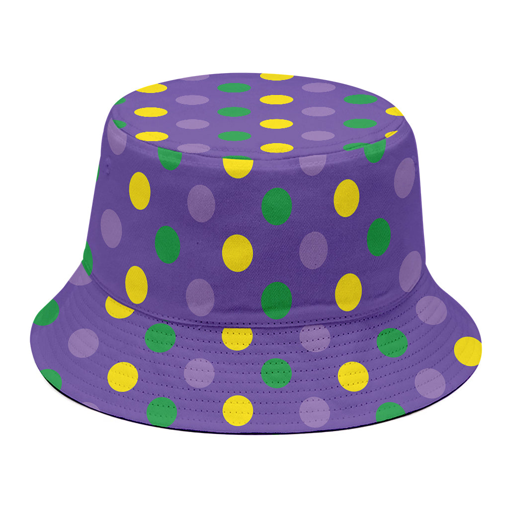 Mardi Gras Polka Dot Pattern Print Bucket Hat
