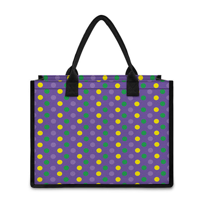 Mardi Gras Polka Dot Pattern Print Canvas Tote Bag