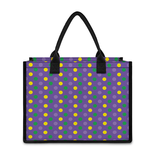 Mardi Gras Polka Dot Pattern Print Canvas Tote Bag