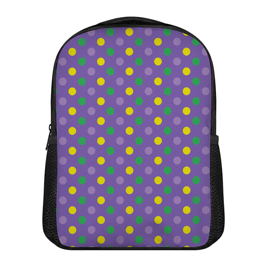 Mardi Gras Polka Dot Pattern Print Casual Backpack