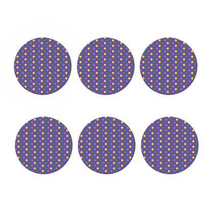 Mardi Gras Polka Dot Pattern Print Coaster Set