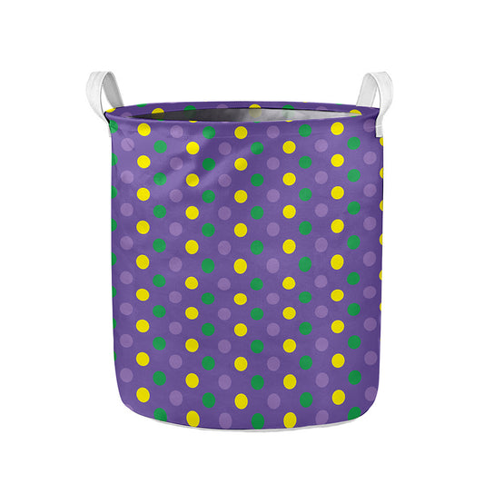 Mardi Gras Polka Dot Pattern Print Collapsible Laundry Basket