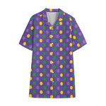Mardi Gras Polka Dot Pattern Print Cotton Hawaiian Shirt