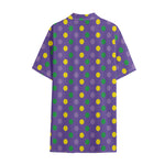 Mardi Gras Polka Dot Pattern Print Cotton Hawaiian Shirt