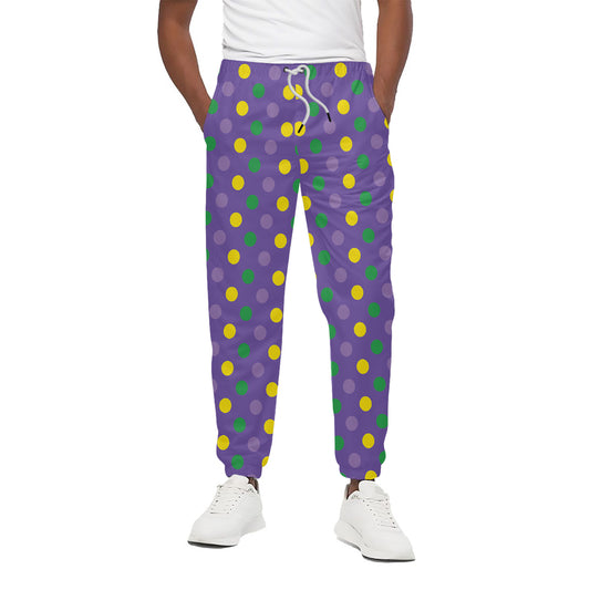 Mardi Gras Polka Dot Pattern Print Cotton Pants