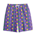 Mardi Gras Polka Dot Pattern Print Cotton Shorts