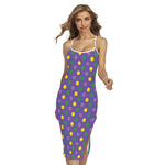 Mardi Gras Polka Dot Pattern Print Cross Back Cami Dress