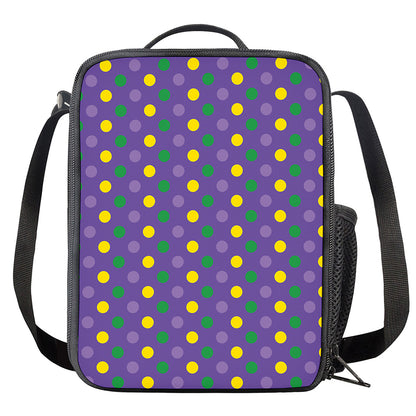 Mardi Gras Polka Dot Pattern Print Crossbody Lunch Bag