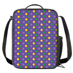 Mardi Gras Polka Dot Pattern Print Crossbody Lunch Bag