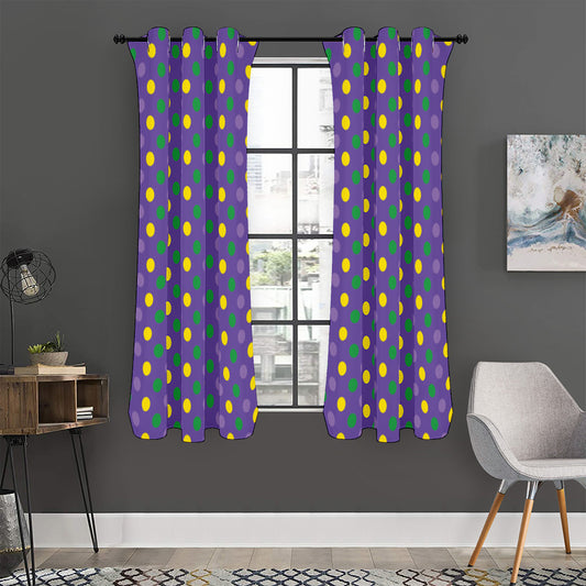 Mardi Gras Polka Dot Pattern Print Curtain