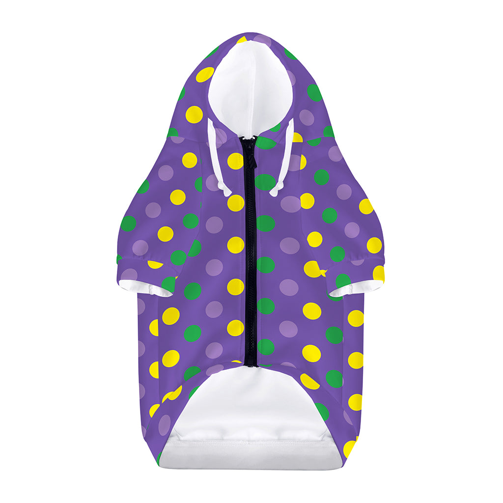 Mardi Gras Polka Dot Pattern Print Dog Zip Up Hoodie